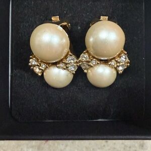 Christian Dior Vintage Pearl Earrings; Clip on